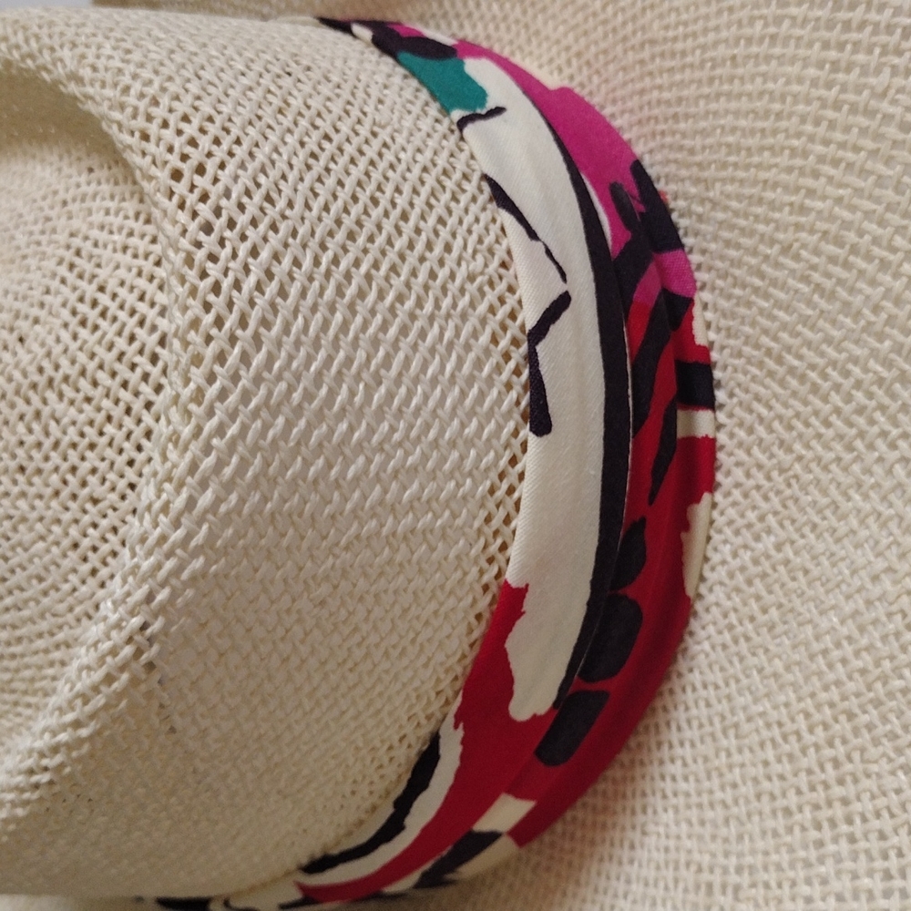 Kangol Unisex Straw Panama Hat w/ Colorful Linen Band EUC - Picture 10 of 16